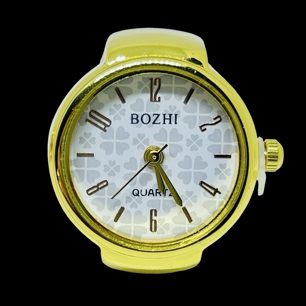 BOZHI Ring Watch Gold Design With Crystals New